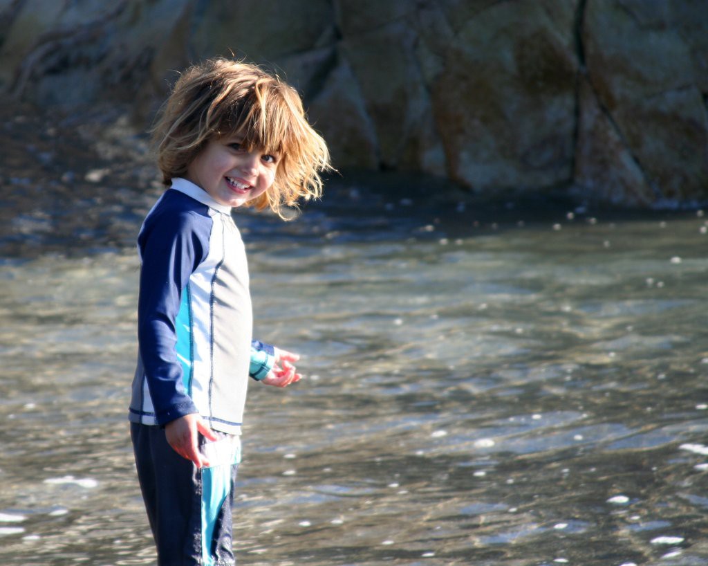 Playing in the waves